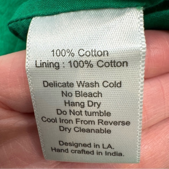 St. Roche Wrap Dress Short Sleeves Cotton Embroidery Green Floral Size XS Summer - Picture 16 of 16